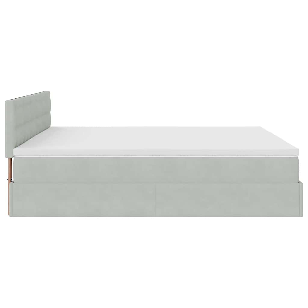 Cadre de lit ottoman avec matelas gris clair 160x200 cm velours - XIOS