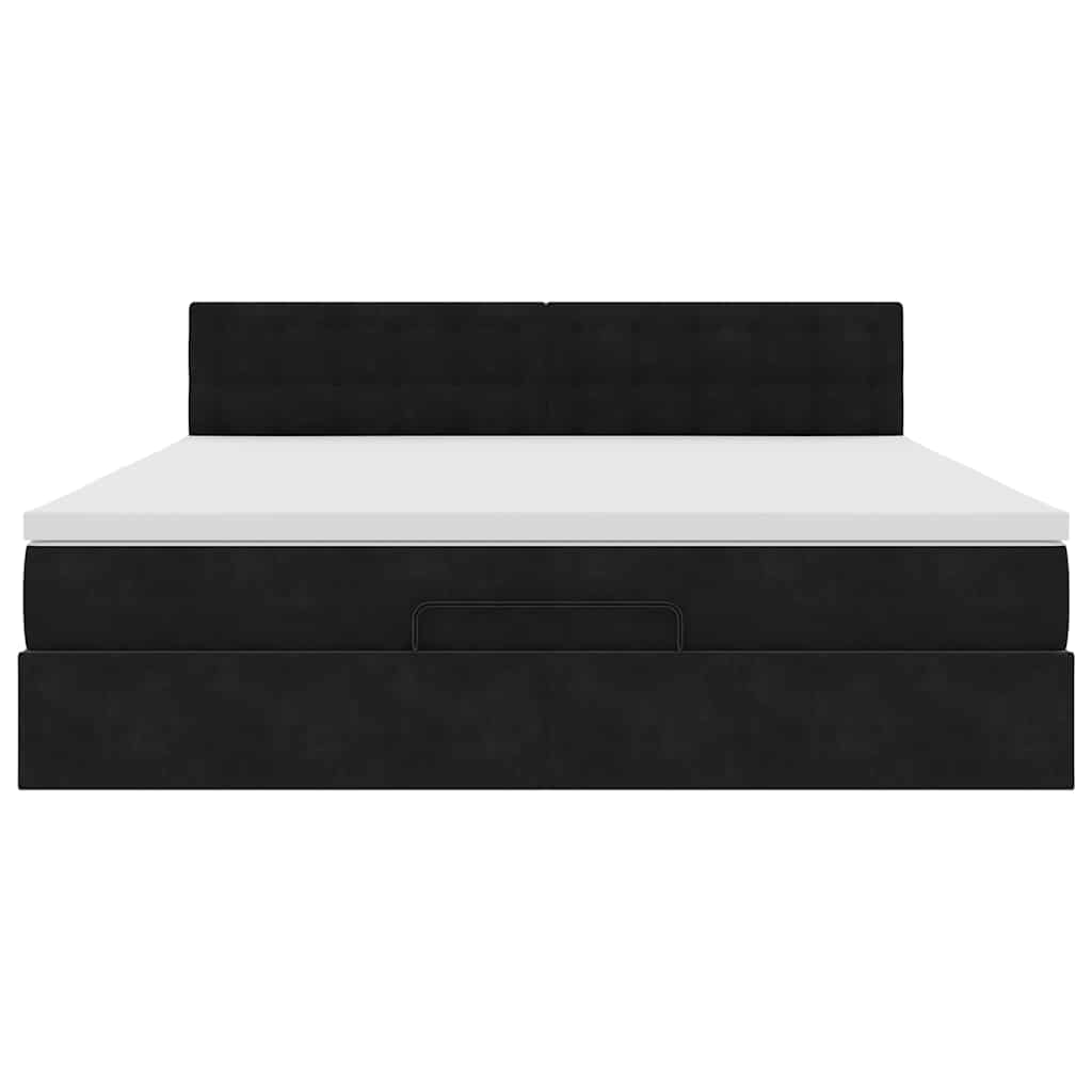 Cadre de lit ottoman avec matelas noir 160x200 cm velours - XIOS