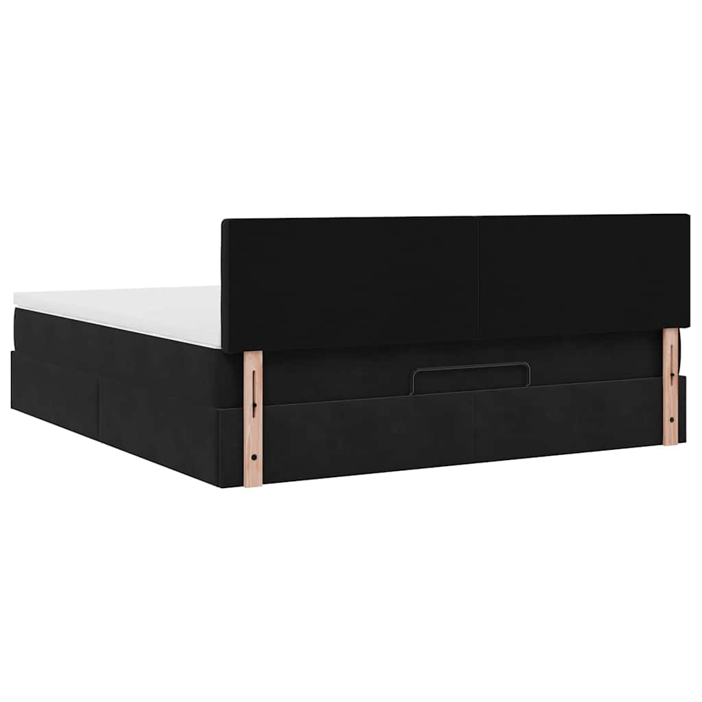 Cadre de lit ottoman avec matelas noir 160x200 cm velours - XIOS