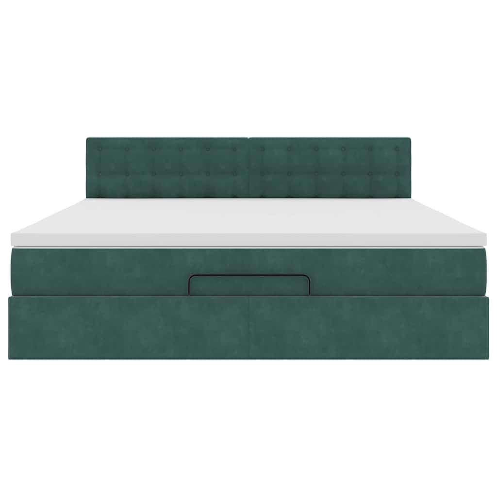 Cadre de lit ottoman avec matelas vert foncé 160x200 cm velours - XIOS