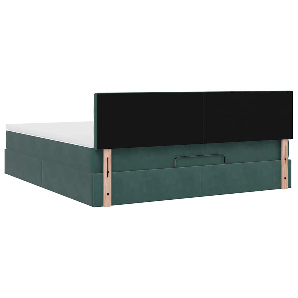 Cadre de lit ottoman avec matelas vert foncé 160x200 cm velours - XIOS