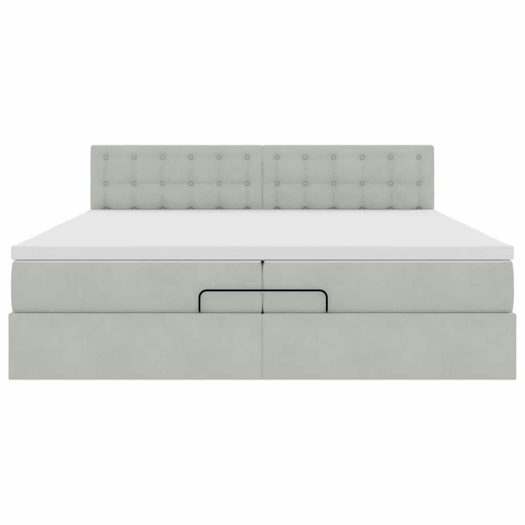 Cadre de lit ottoman avec matelas gris clair 200x200 cm velours - XIOS