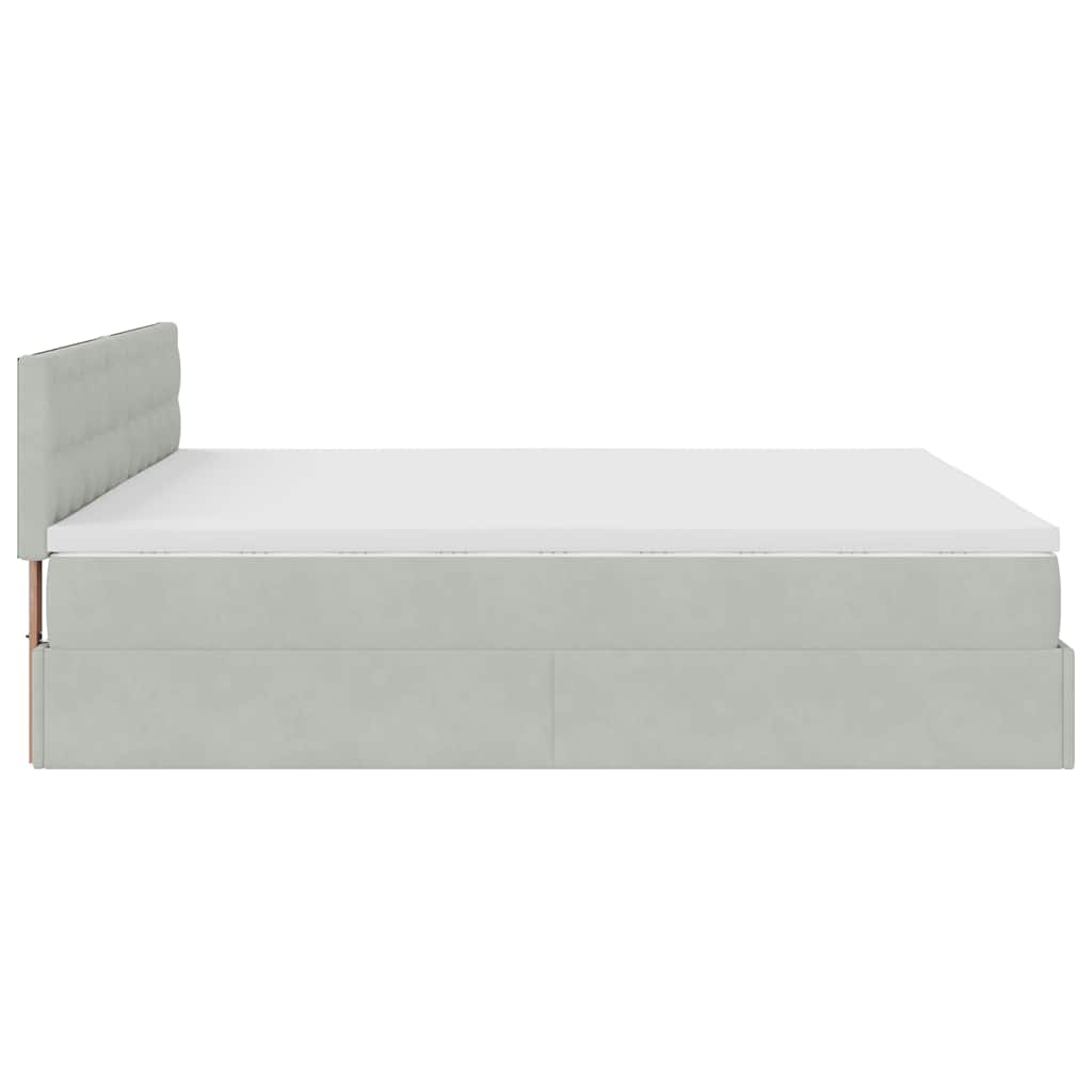 Cadre de lit ottoman avec matelas gris clair 200x200 cm velours - XIOS