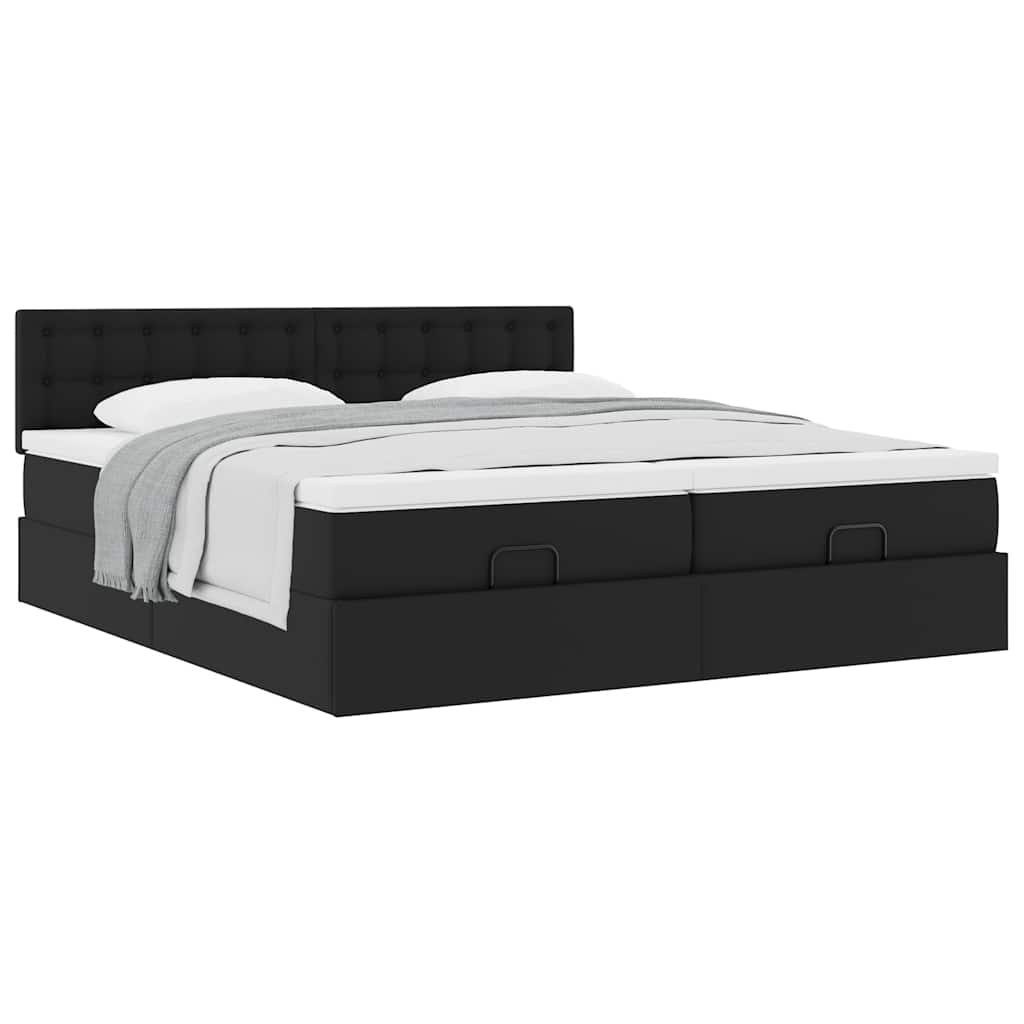Cadre de lit ottoman avec matelas noir 160x200 cm similicuir - XIOS