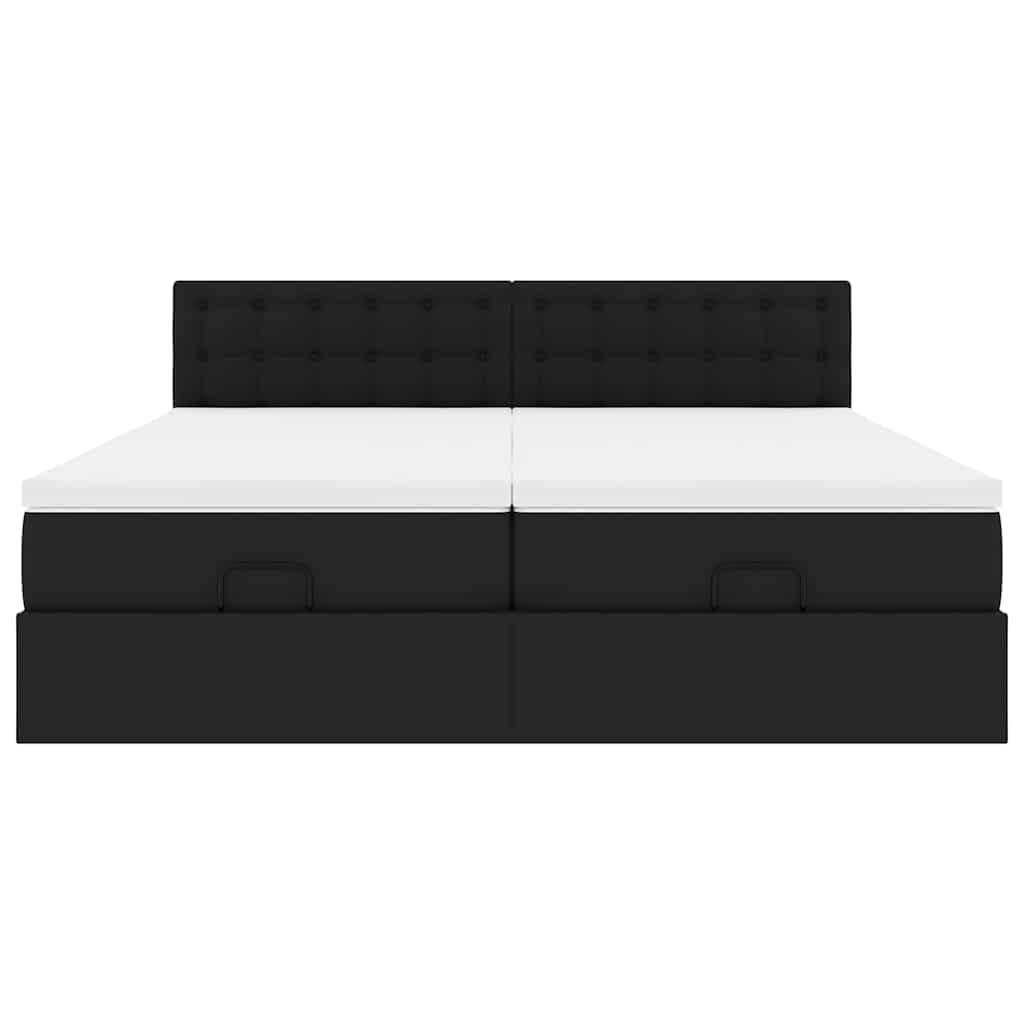 Cadre de lit ottoman avec matelas noir 160x200 cm similicuir - XIOS