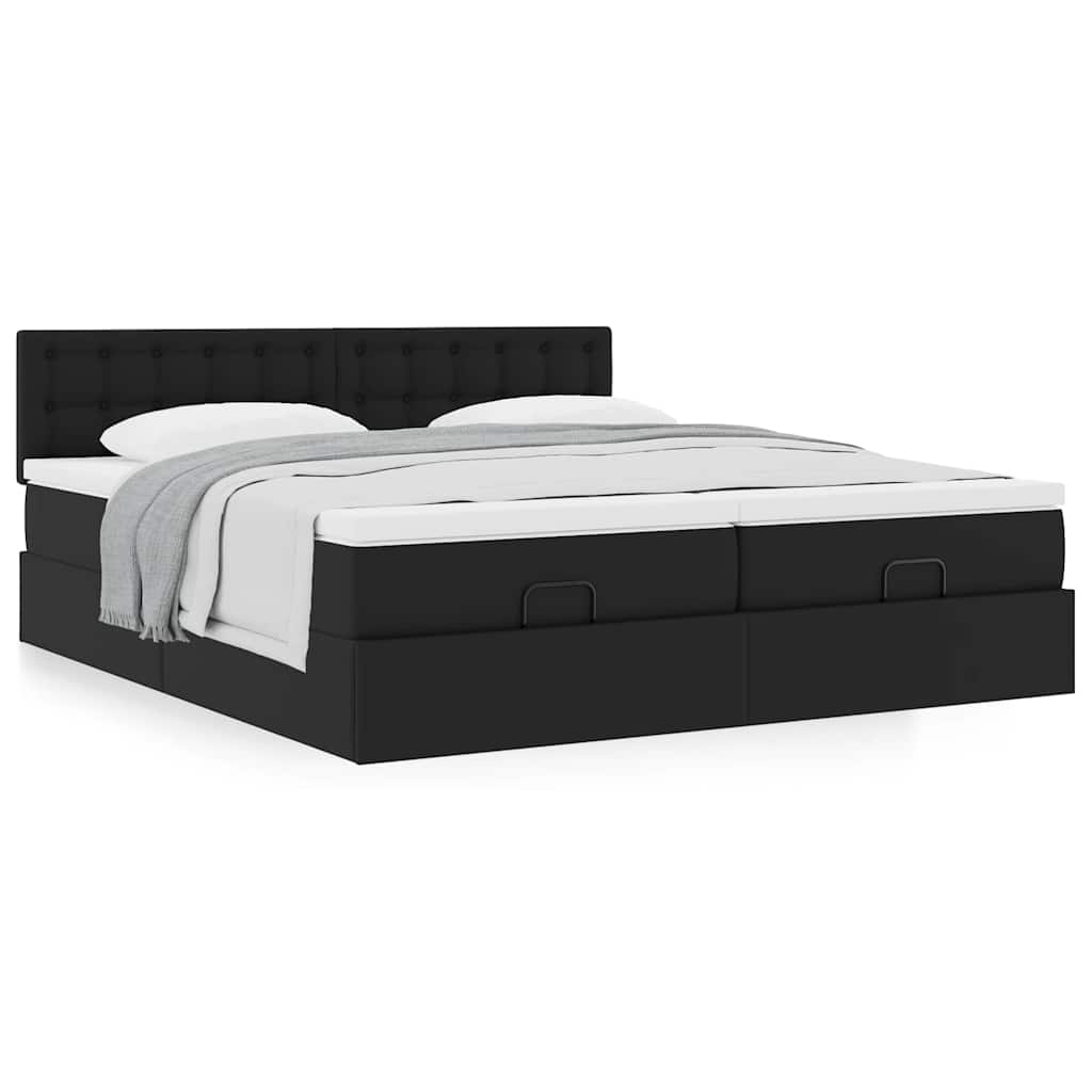 Cadre de lit ottoman avec matelas noir 180x200 cm similicuir - XIOS