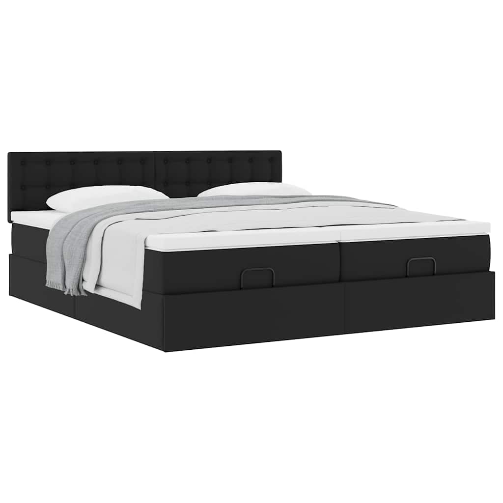 Cadre de lit ottoman avec matelas noir 180x200 cm similicuir - XIOS