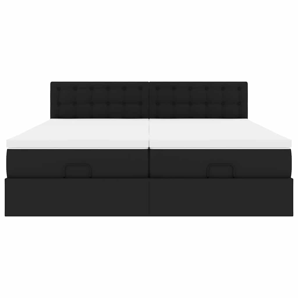 Cadre de lit ottoman avec matelas noir 200x200 cm similicuir - XIOS