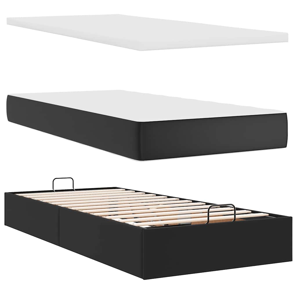 Cadre de lit ottoman avec matelas noir 200x200 cm similicuir - XIOS