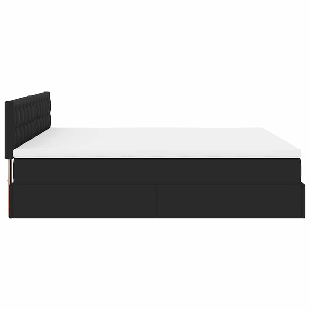 Cadre de lit ottoman avec matelas noir 200x200 cm similicuir - XIOS