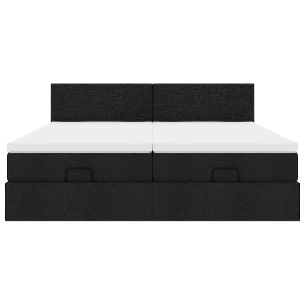 Cadre de lit ottoman avec matelas noir 180x200cm tissu - XIOS