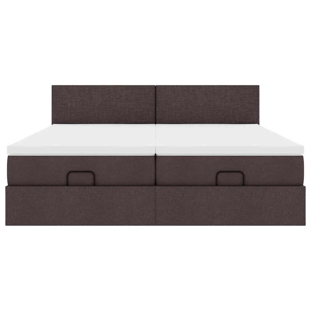 Cadre de lit ottoman avec matelas marron foncé 180x200 cm tissu - XIOS