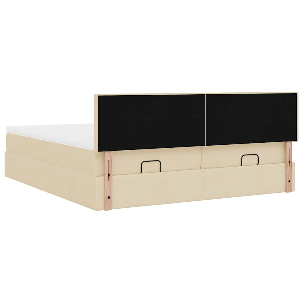 Cadre de lit ottoman avec matelas crème 180x200 cm tissu - XIOS