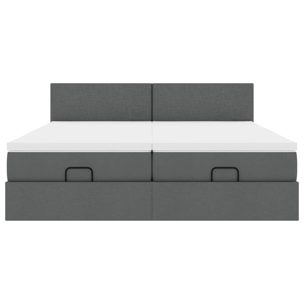 Cadre de lit ottoman avec matelas gris foncé 200x200cm tissu - XIOS