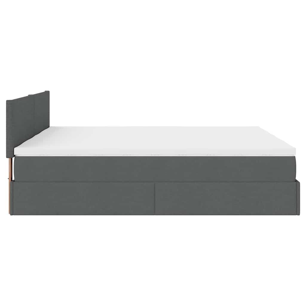 Cadre de lit ottoman avec matelas gris foncé 200x200cm tissu - XIOS
