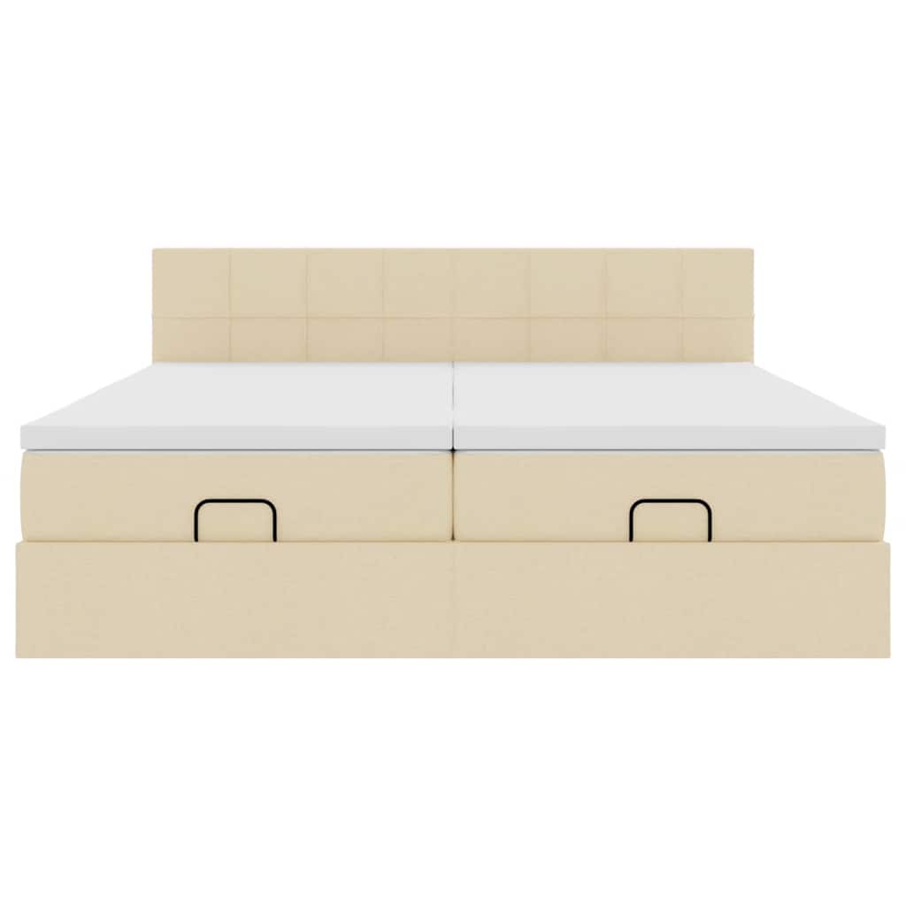 Cadre de lit ottoman avec matelas crème 160x200 cm tissu - XIOS