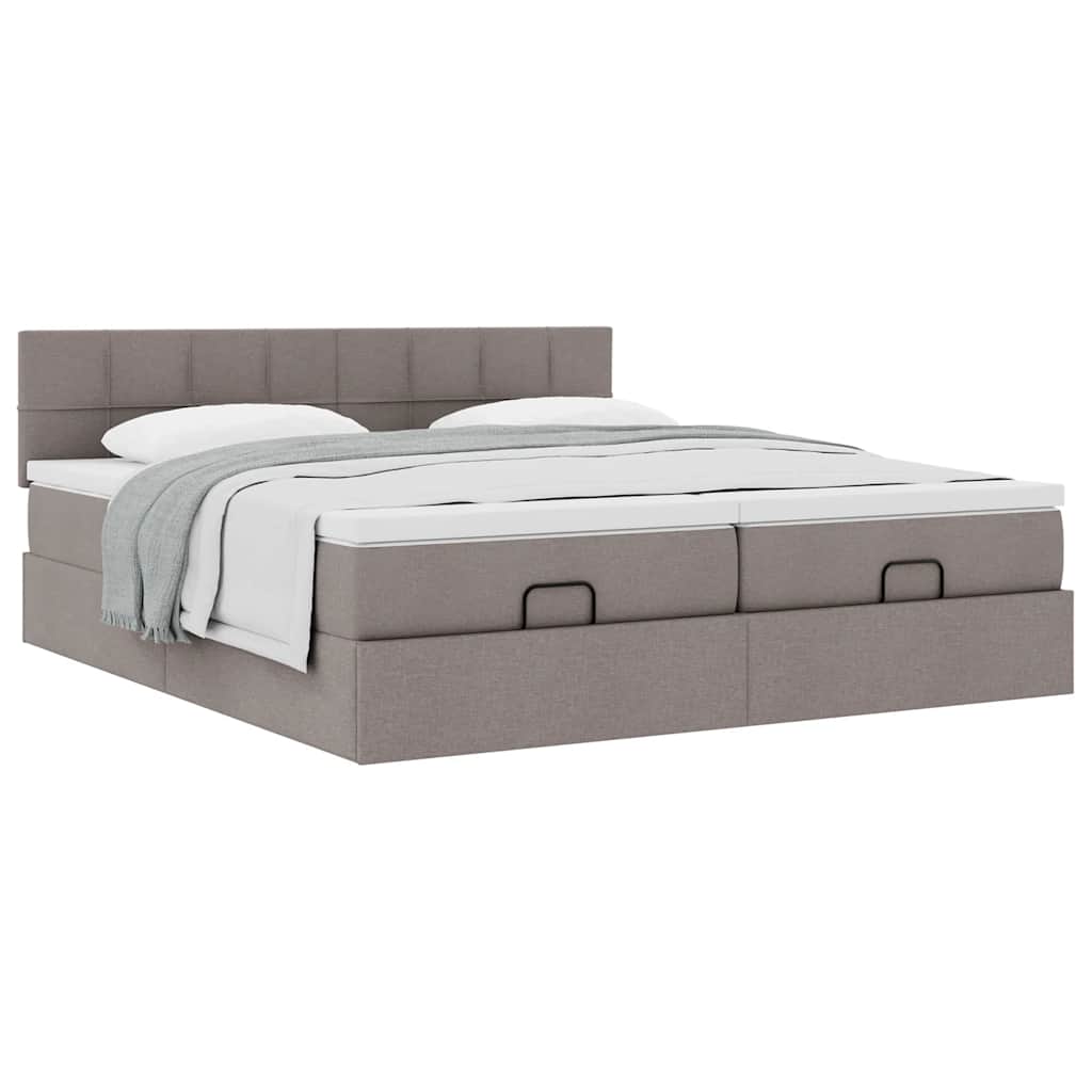 Cadre de lit ottoman avec matelas taupe 180x200 cm tissu - XIOS