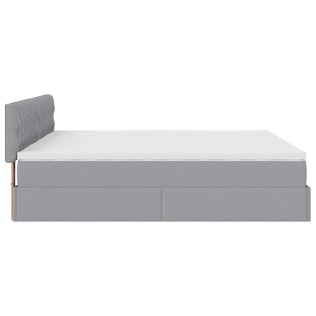 Cadre de lit ottoman et matelas gris clair 180x200cm tissu - XIOS