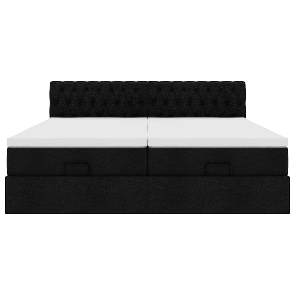 Cadre de lit ottoman avec matelas noir 180x200cm tissu - XIOS