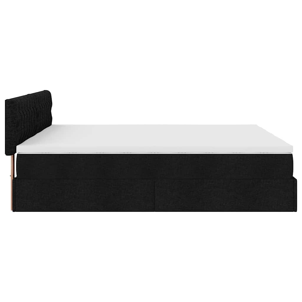 Cadre de lit ottoman avec matelas noir 180x200cm tissu - XIOS