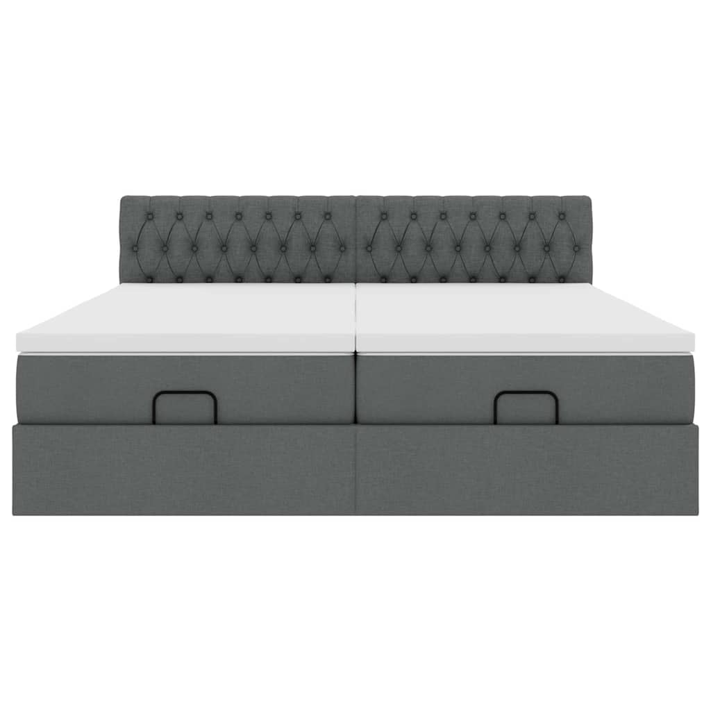 Cadre de lit ottoman avec matelas gris foncé 200x200cm tissu - XIOS