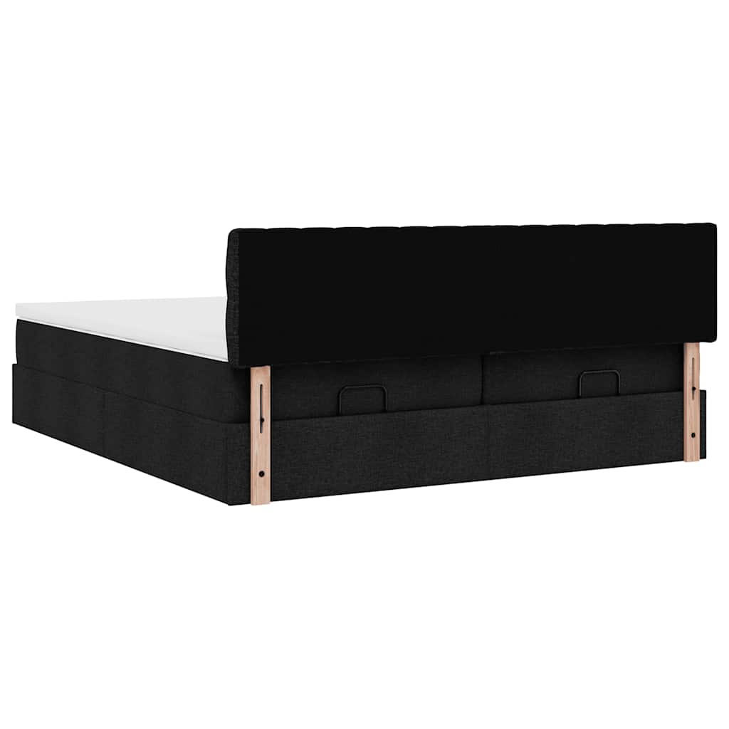 Cadre de lit ottoman avec matelas noir 200x200cm tissu - XIOS