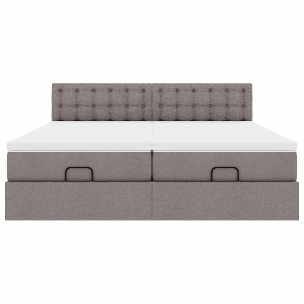 Cadre de lit ottoman avec matelas taupe 160x200 cm tissu - XIOS