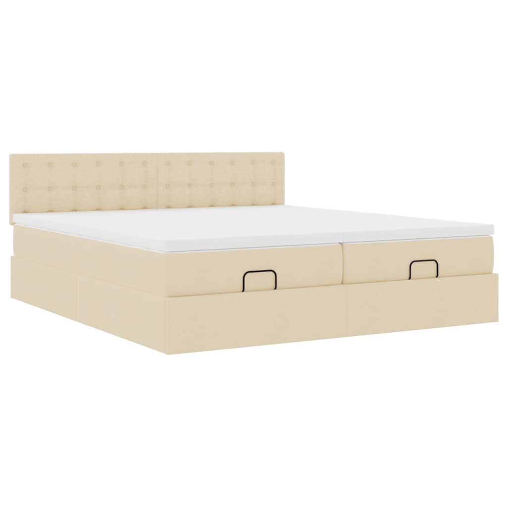 Cadre de lit ottoman avec matelas crème 160x200 cm tissu - XIOS