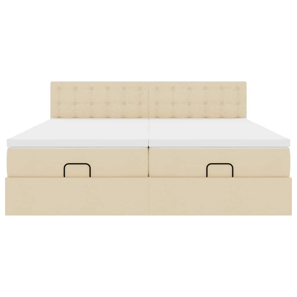 Cadre de lit ottoman avec matelas crème 160x200 cm tissu - XIOS