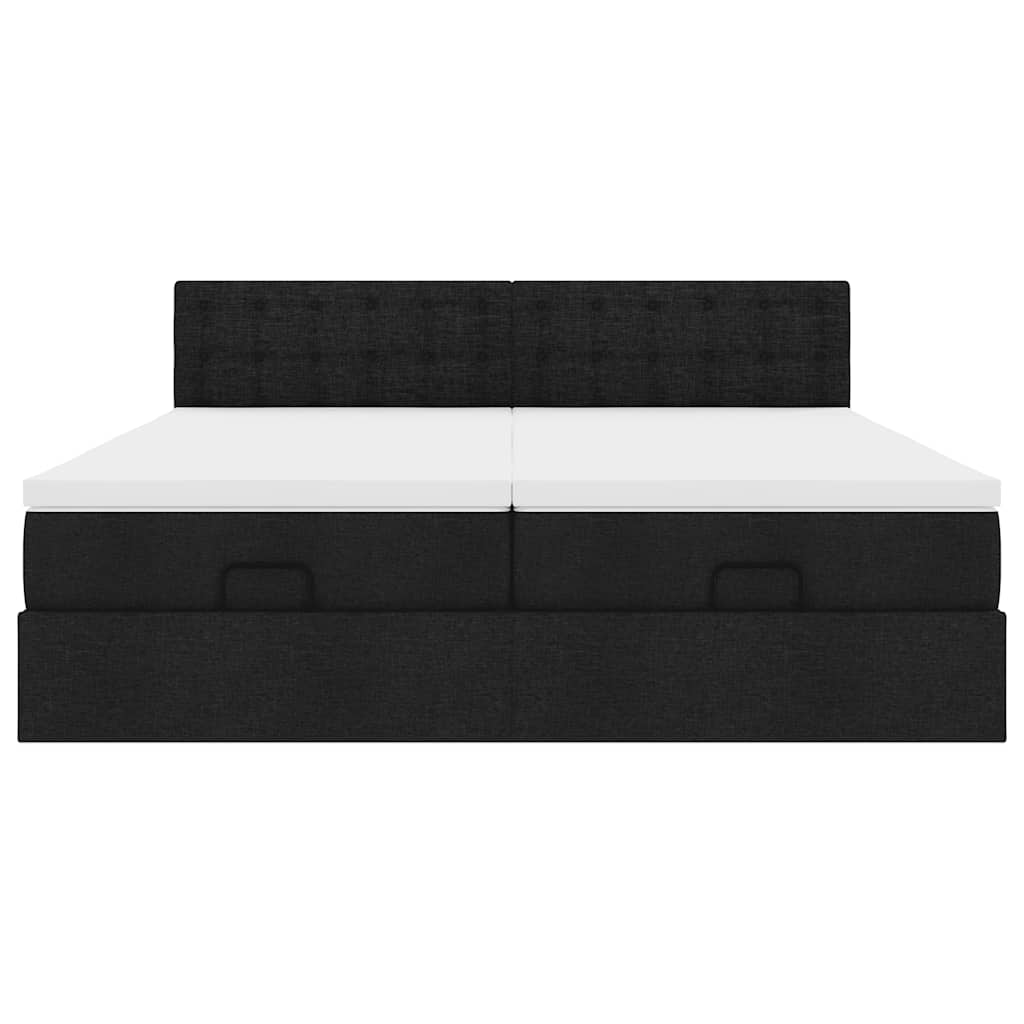 Cadre de lit ottoman avec matelas noir 200x200cm tissu - XIOS