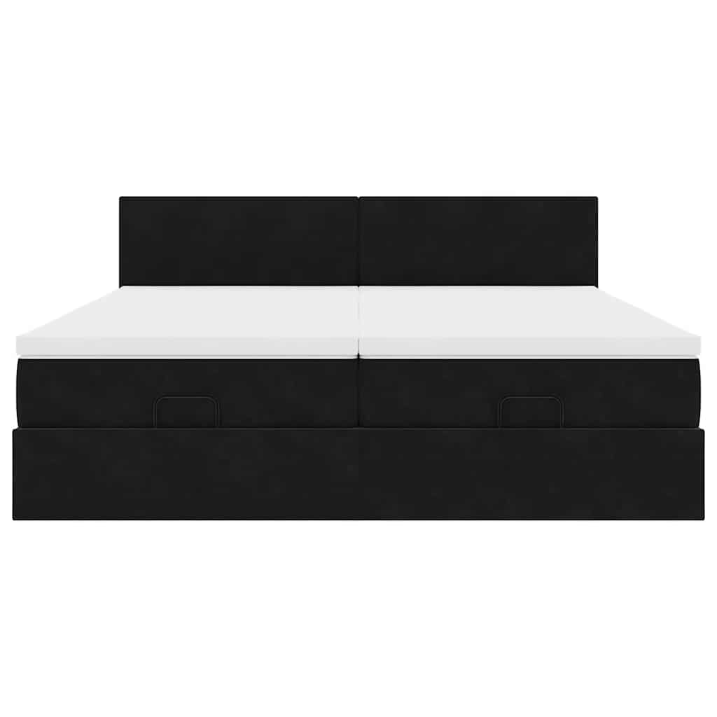Cadre de lit ottoman avec matelas noir 160x200 cm velours - XIOS