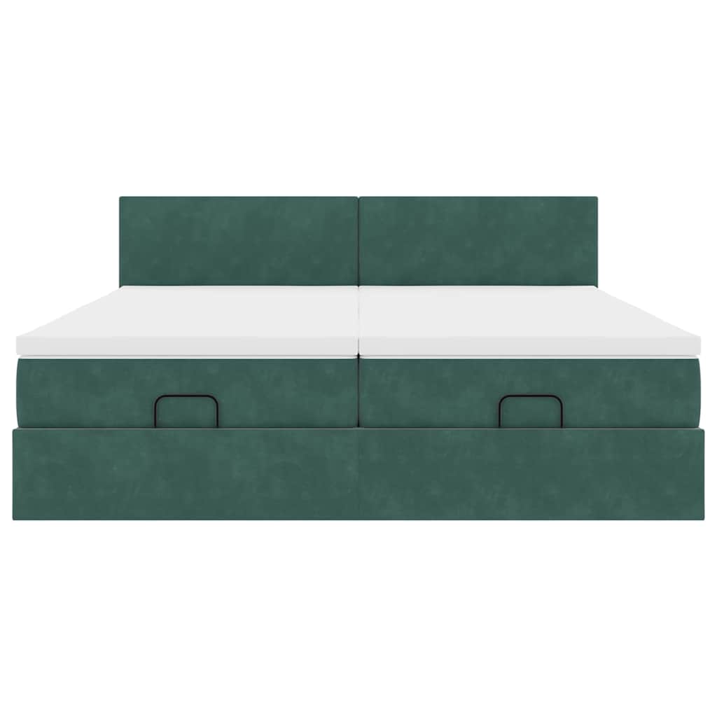 Cadre de lit ottoman avec matelas vert foncé 160x200 cm velours - XIOS