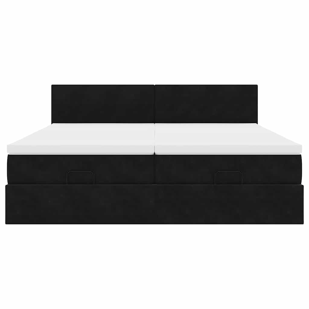 Cadre de lit ottoman avec matelas noir 180x200cm velours - XIOS