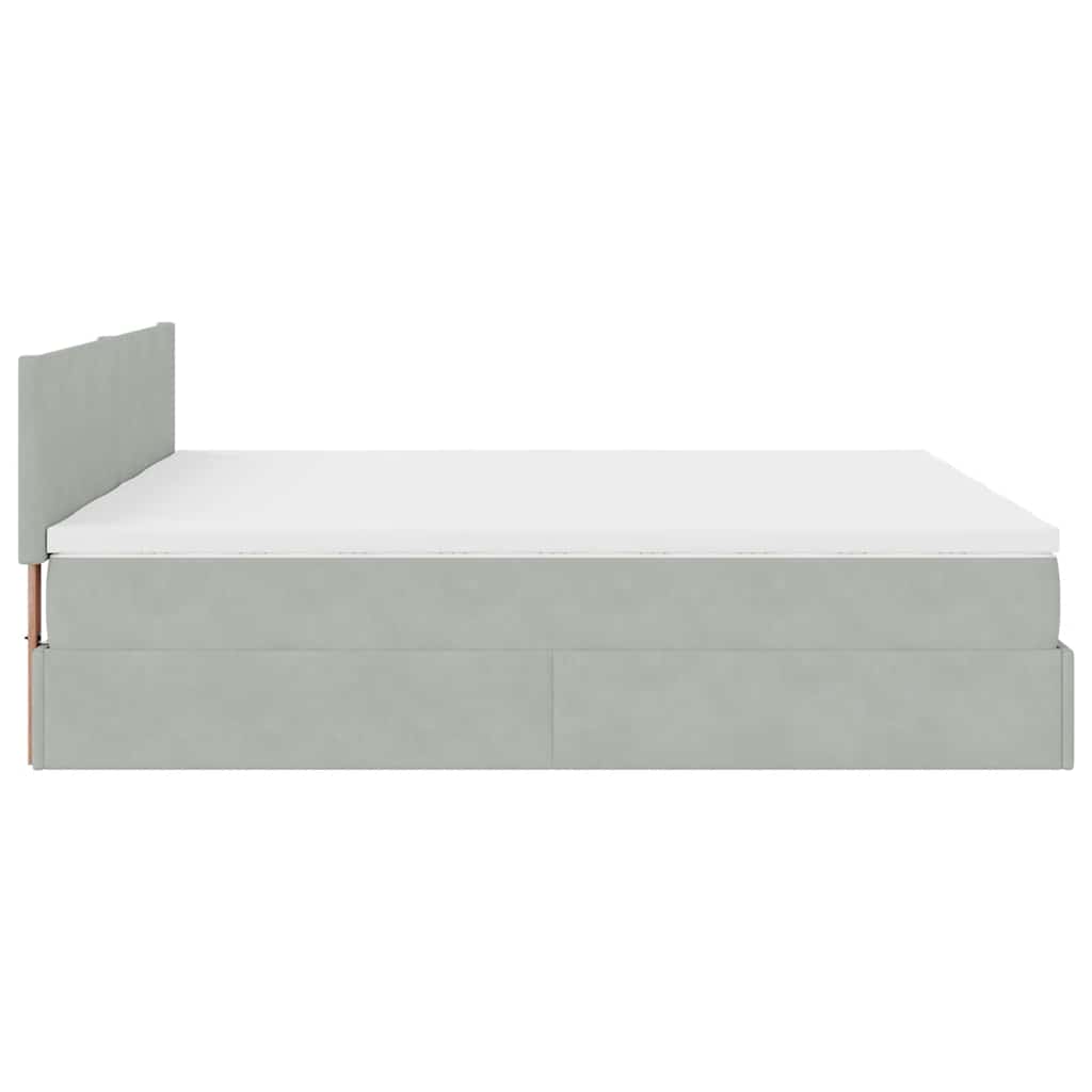 Cadre de lit ottoman avec matelas gris clair 200x200 cm velours - XIOS