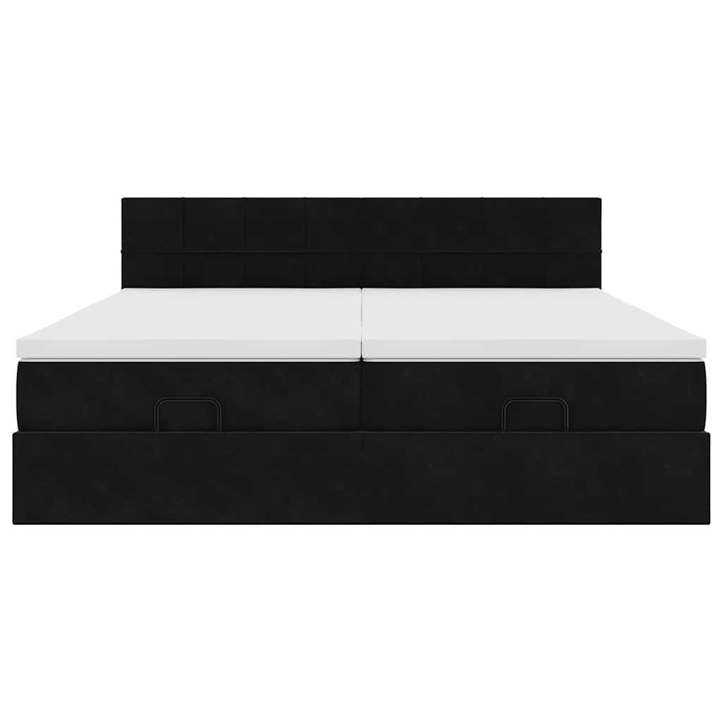 Cadre de lit ottoman avec matelas noir 160x200 cm velours - XIOS