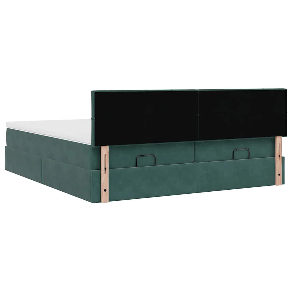 Cadre de lit ottoman avec matelas vert foncé 160x200 cm velours - XIOS