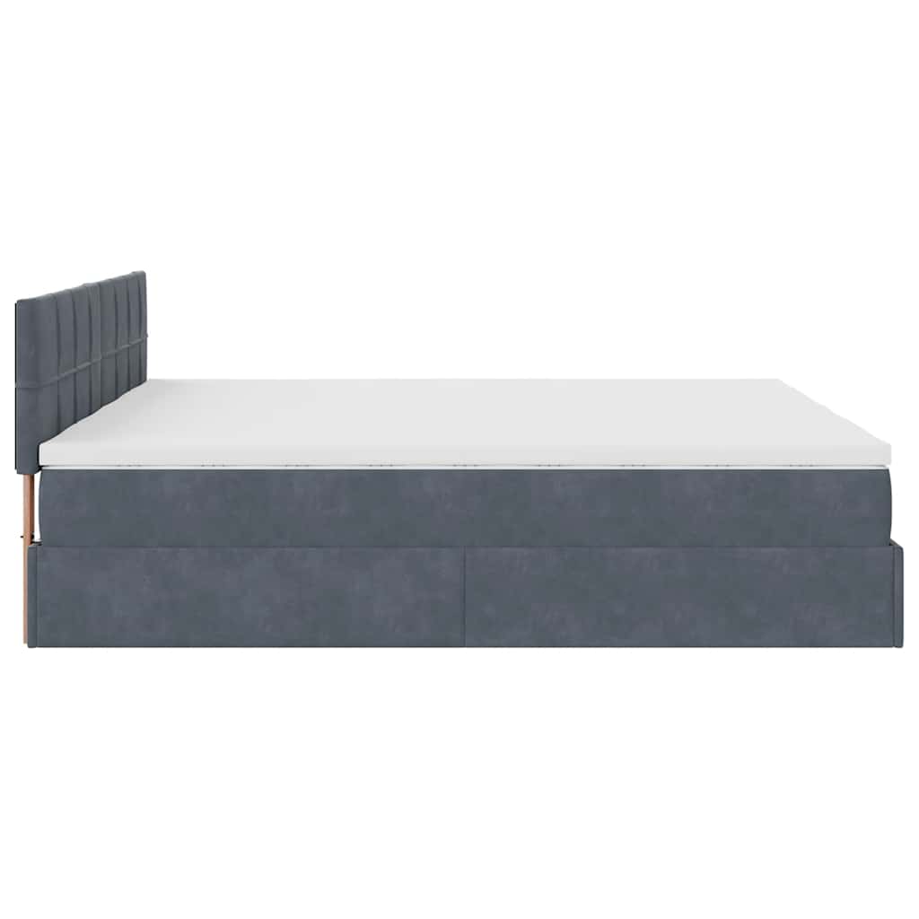 Cadre de lit ottoman avec matelas gris foncé 180x200cm velours - XIOS