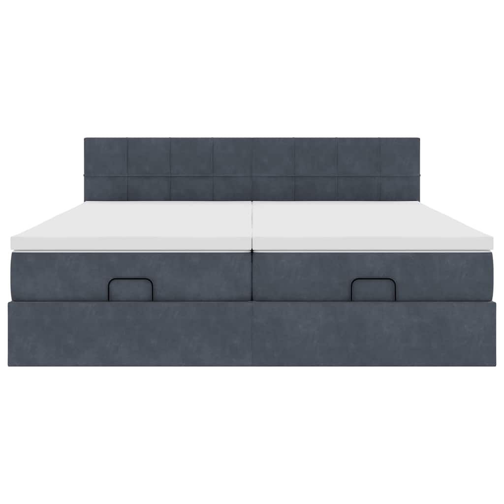 Cadre de lit ottoman avec matelas gris foncé 200x200 cm velours - XIOS