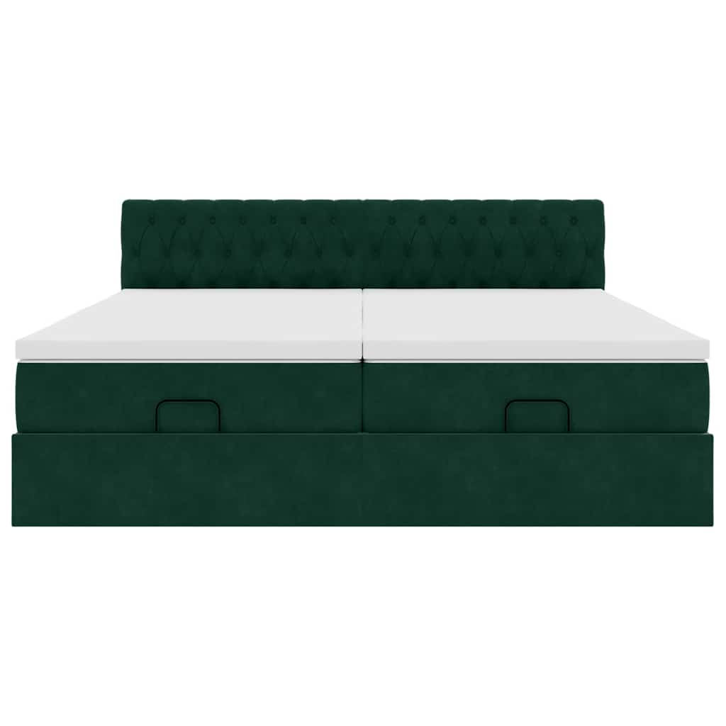 Cadre de lit ottoman avec matelas vert foncé 180x200cm velours - XIOS