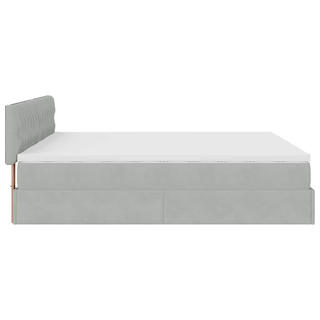 Cadre de lit ottoman avec matelas gris clair 200x200 cm velours - XIOS
