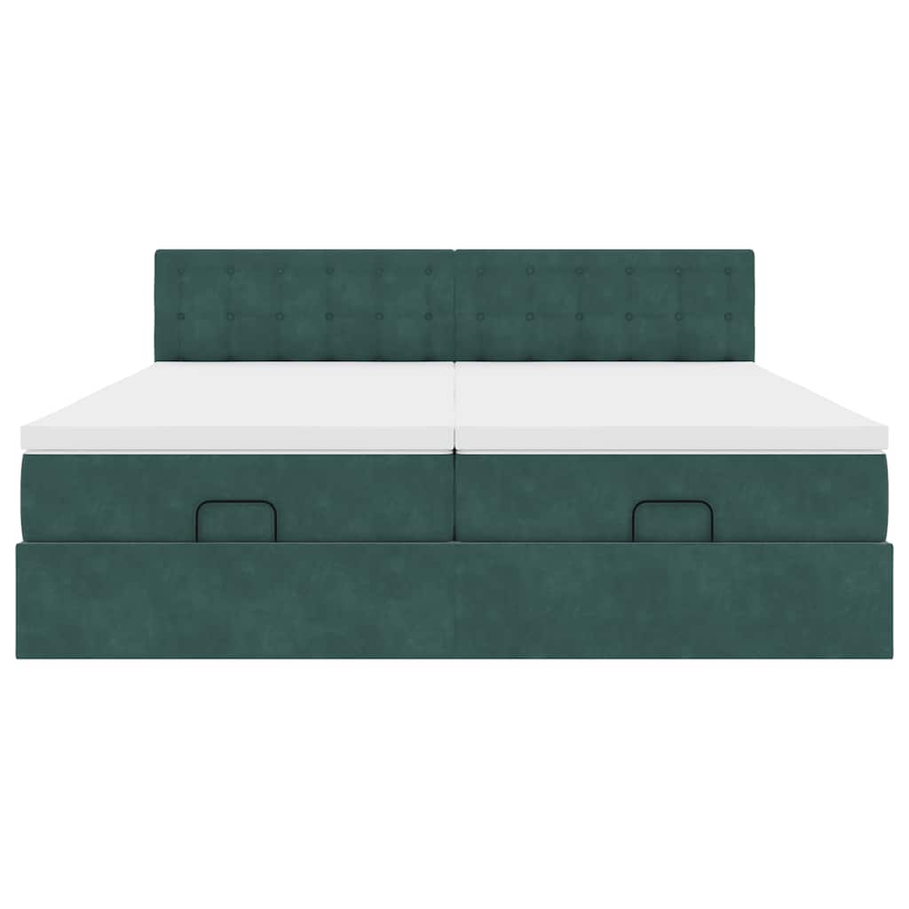 Cadre de lit ottoman avec matelas vert foncé 160x200 cm velours - XIOS