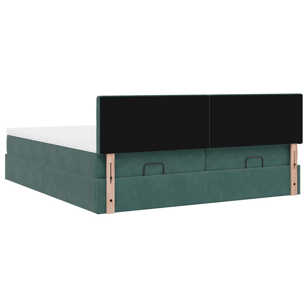Cadre de lit ottoman avec matelas vert foncé 160x200 cm velours - XIOS