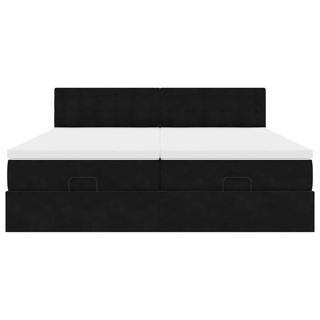 Cadre de lit ottoman avec matelas noir 180x200cm velours - XIOS