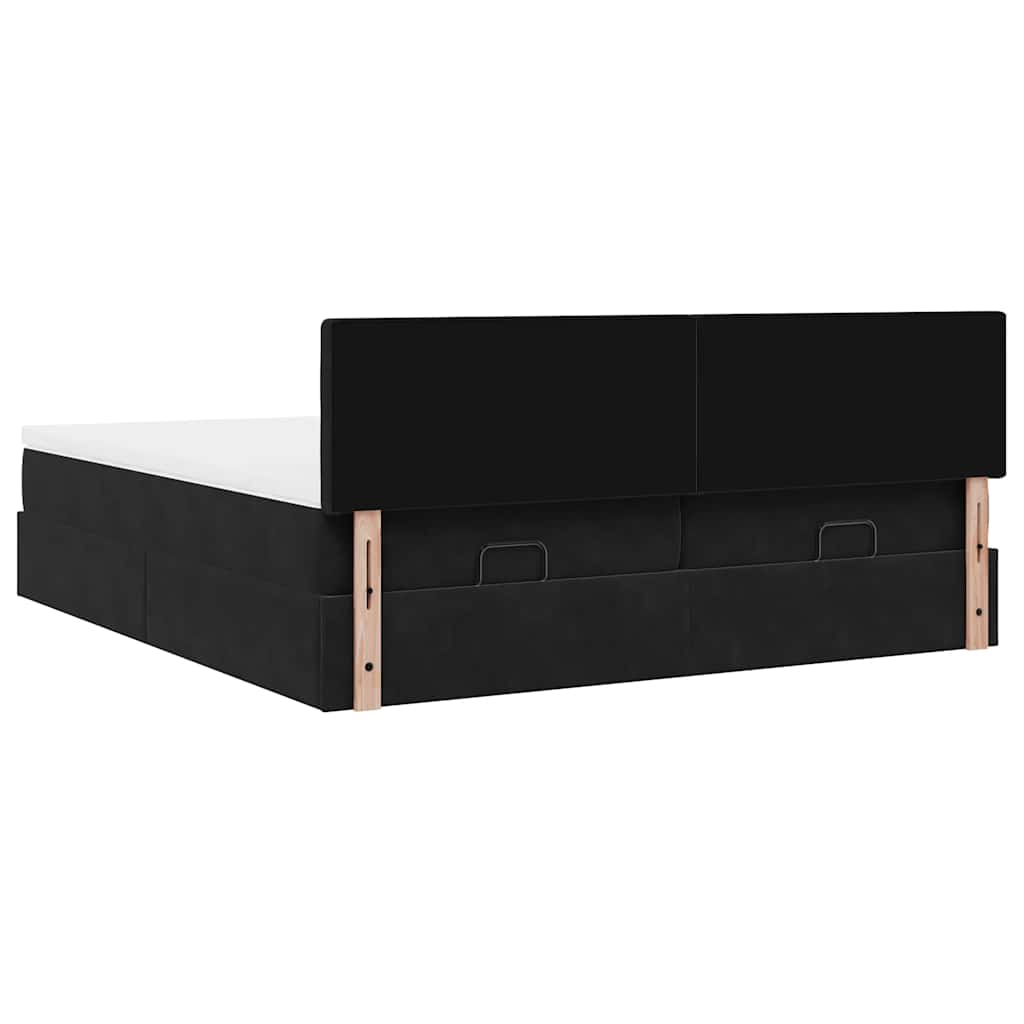 Cadre de lit ottoman avec matelas noir 180x200cm velours - XIOS