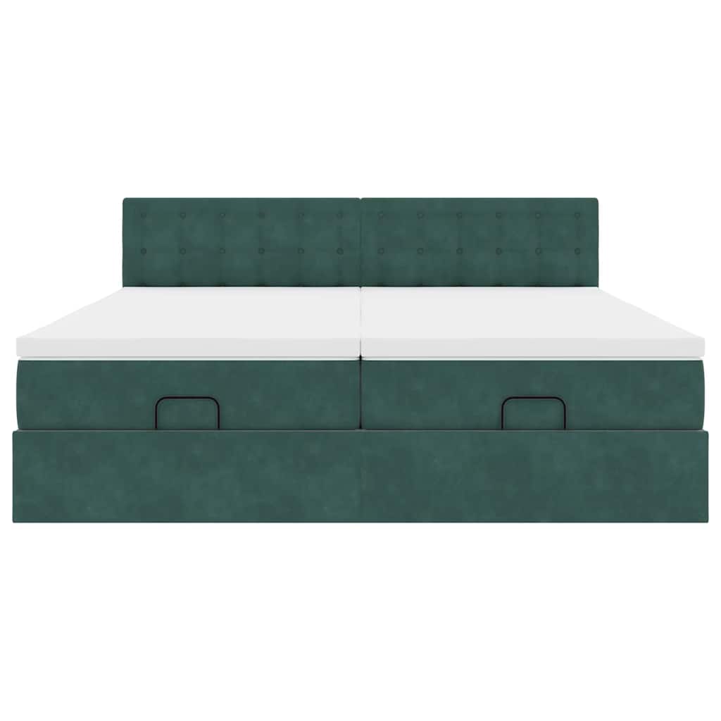 Cadre de lit ottoman avec matelas vert foncé 180x200cm velours - XIOS