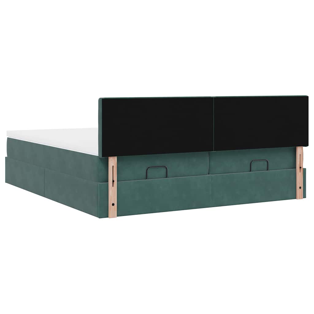 Cadre de lit ottoman avec matelas vert foncé 180x200cm velours - XIOS
