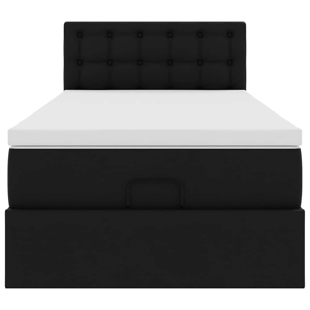 Cadre de lit ottoman avec matelas noir 90x190 cm similicuir - XIOS
