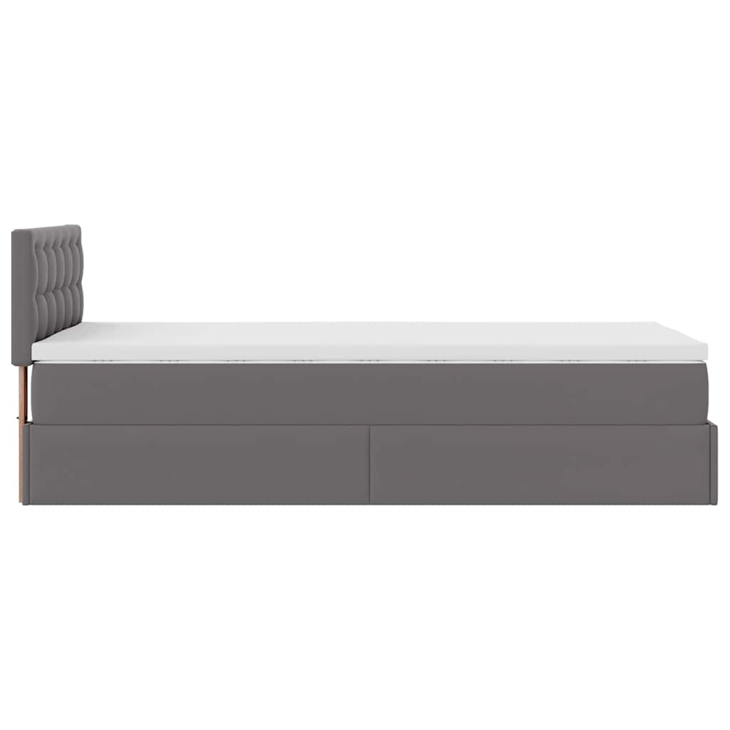 Cadre de lit ottoman avec matelas gris 90x190 cm similicuir - XIOS