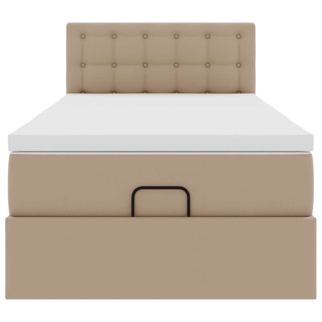 Cadre de lit ottoman et matelas cappuccino 90x200 cm similicuir - XIOS
