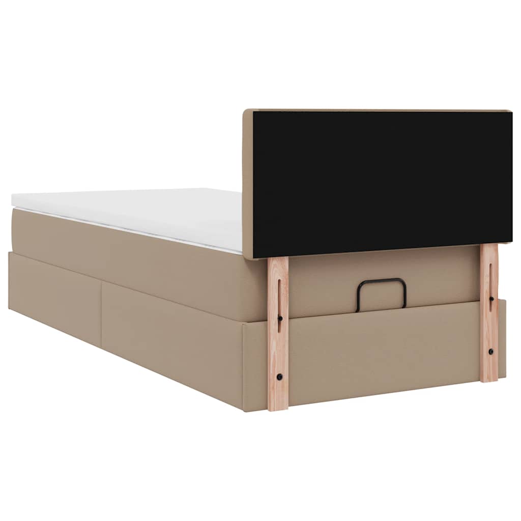 Cadre de lit ottoman et matelas cappuccino 90x200 cm similicuir - XIOS